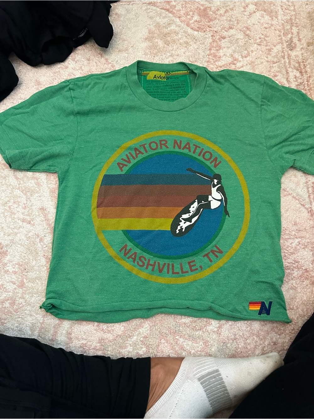 Aviator Nation Green Surf Circle Graphic Tee